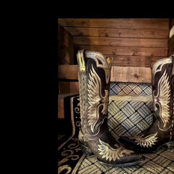 OLD GRINGO BROWN/GOLD METALLIC EAGLE BOOTS , size 6 - Picture 8 of 8